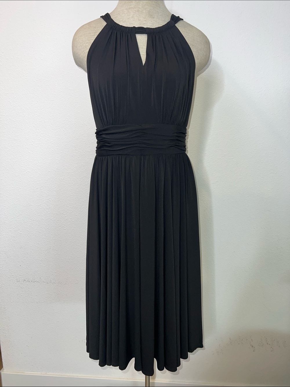 White House Black Market Elegant Black Halter Midi Dress